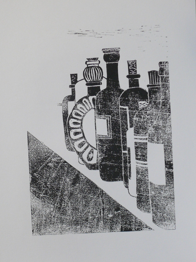 Stillleben 3/2 | 29,5 x 42 cm; Linoldruck auf Papier