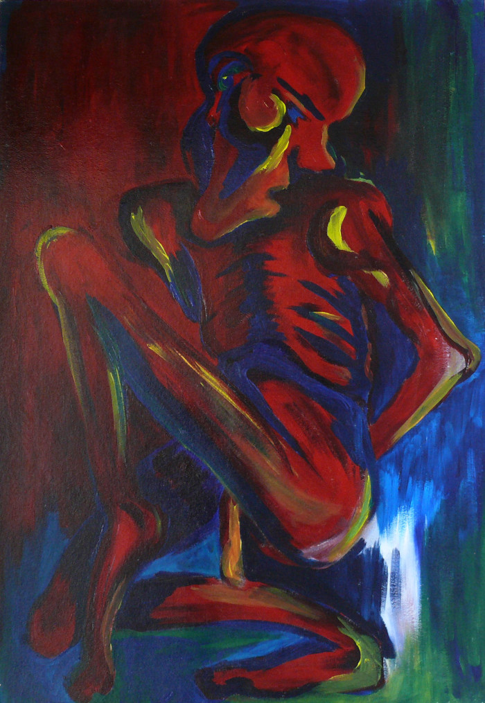 Beengter | 71,5 x 102,5 cm; Hochformat; Acryl auf Karton