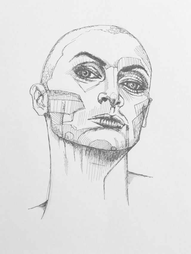 Frauenportrait | 21 x 29,7 cm; Fineliner auf Papier